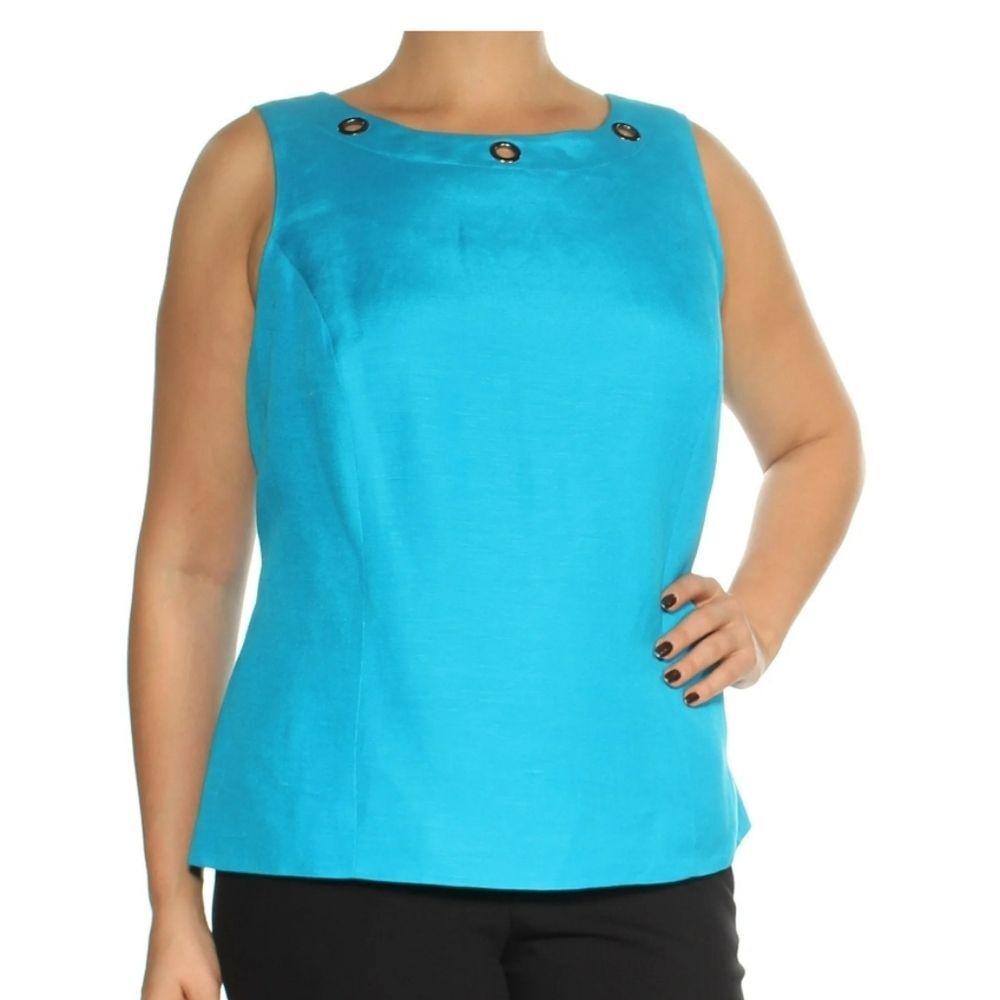 Kasper Square Neck Sleeveless Turquoise Top - NWT